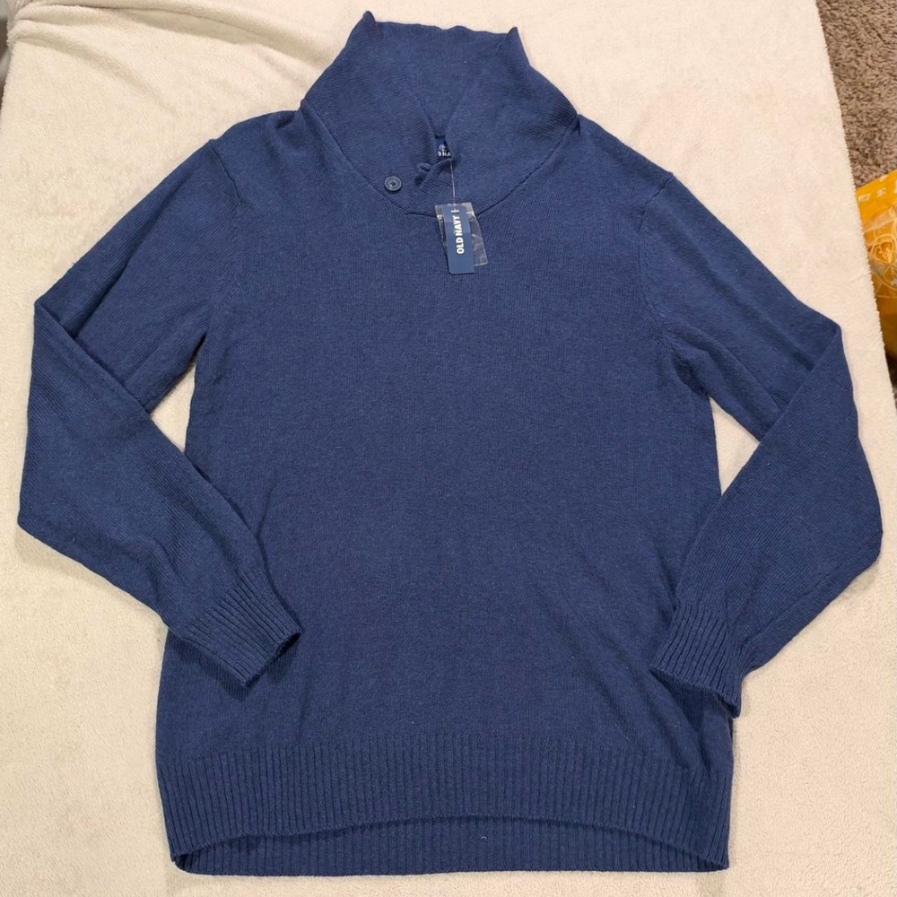Old Navy Womens Navy Blue Shawl Collar Button Knit Sweater Large NWT